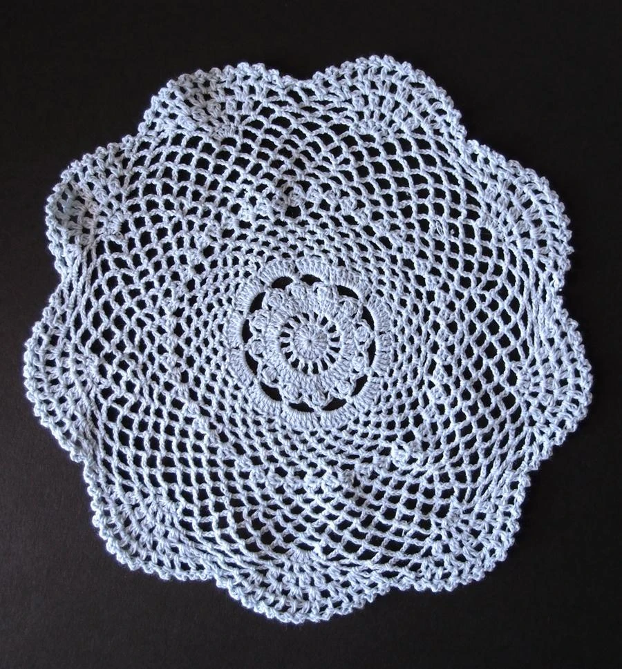 BLOWOUT 11.5" Round Shaped Crochet Lace Doily Placemats, Handmade Cotton Doilies - White (2 Pack) 6 BLOWOUT 11.5" Round Shaped Crochet Lace Doily Placemats, Handmade Cotton Doilies - White (2 Pack) - Image 4