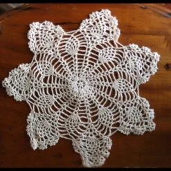 BLOWOUT 11.5" Bloom Shaped Crochet Lace Doily Placemats, Handmade Cotton Doilies - Beige (2 Pack)