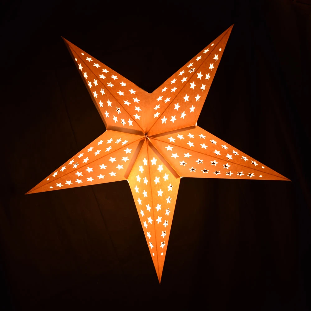 24" Solid White Stars Cut-Out Paper Star Lantern, Hanging Wedding & Party Decoration 4 24" Solid White Stars Cut-Out Paper Star Lantern, Hanging Wedding & Party Decoration - Image 2