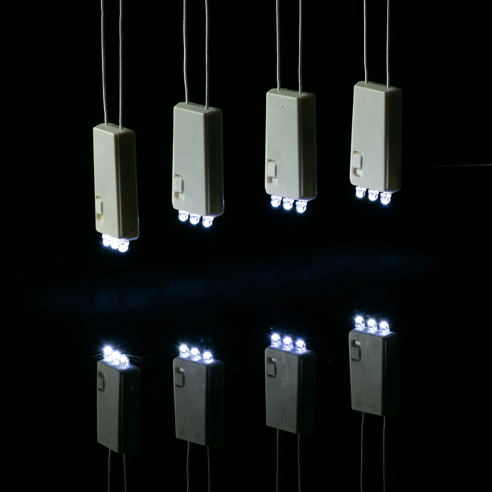 BULK PACK (10) 3-LED Hanging Battery Lights For Lanterns, Cool White (Battery Powered) 3 BULK PACK (10) 3-LED Hanging Battery Lights For Lanterns, Cool White (Battery Powered)