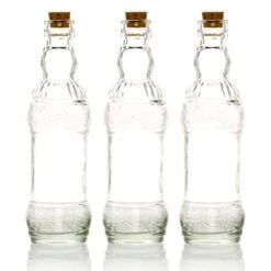 3 Pack | 6.5" Edna Clear Vintage Glass Bottle With Cork - DIY Wedding Flower Bud Vases