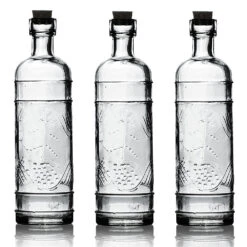 3 Pack | 6.5" Mabel Clear Vintage Glass Bottle With Cork - DIY Wedding Flower & Bud Vases