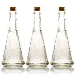 3 Pack | 6.6" Marguerite Clear Vintage Glass Bottle With Cork - DIY Wedding Flower Bud Vases