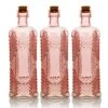 3 Pack | 6.5" Aria Pink Vintage Glass Bottle With Cork - DIY Wedding Flower Bud Vases