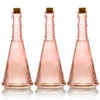 3 Pack | 6.6" Marguerite Pink Vintage Glass Bottle With Cork - DIY Wedding Flower Bud Vases -Lights Decor Shop 3 pack pink vintage glass bottle marguerite flower vase