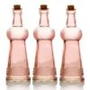 3 Pack | 6.6" Savannah Pink Vintage Glass Bottle With Cork - DIY Wedding Flower Bud Vases