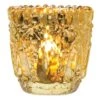 Faceted Vintage Mercury Glass Candle Holder (2.75-Inch, Lillian Design, Gold) - For Use With Tea Lights - For Home Decor, Parties And Wedding Decorations -Lights Decor Shop 4376 source 1565024275 12e86a1c afc2 4fe2 bcdb ad92615601fc