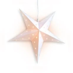 LANTERN + CORD + BULB | 20" White Weatherproof Star Lantern Light Lamp, Hanging Decoration