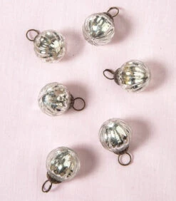 6 Pack | 3" Silver Large Mona Mercury Glass Lined Ball Ornaments Christmas Decoration