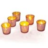 6 Pack | Vintage Mercury Glass Candle Holders (2.5-Inch, Lila Design, Liquid Motif, Rose Gold Pink) - For Use With Tea Lights - For Parties, Weddings And Homes