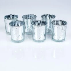 BLOWOUT Mercury Glass Votive Tea Light Candle Holders - Silver (2.5 Inches) (24 PACK)