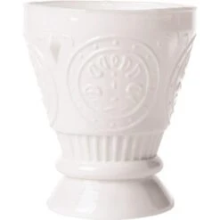 BLOWOUT Vintage Milk Glass Medallion Stemless Wine Glass