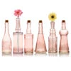 Best Of Show Pink Vintage Glass Bottles Set - (6 Pack, Assorted Designs)