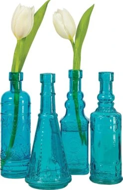Turquoise Blue Madison Glass Bottle Set