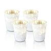 4 Pack | Vintage Mercury Glass Candle Holders (3.25-Inch, Katelyn Design, Column Motif, Pearl White) - For Use With Tea Lights - For Home Decor, Parties And Wedding Decorations