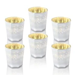 BLOWOUT 6 Pack | Mercury Glass Tealight Candle Holders (2.75-Inches, Patricia Design, Pearl White) For Use With Tea Lights - For Home Decor, Parties And Wedding Decorations - Mercury Glass Votive Holders -Lights Decor Shop DSC 0679 60e0566c 034e 4fe1 8199 2702e22dba81