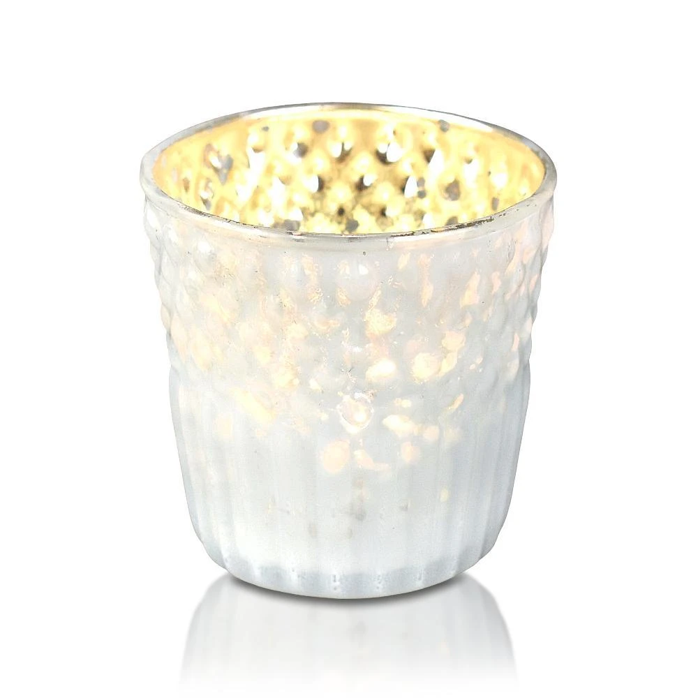 6 Pack | Mercury Glass Tealight Candle Holders (2.75-Inches, Ophelia Design, Pearl White) - For Use With Tea Lights - For Home Decor, Parties And Wedding Decorations 6 6 Pack | Mercury Glass Tealight Candle Holders (2.75-Inches, Ophelia Design, Pearl White) - For Use With Tea Lights - For Home Decor, Parties And Wedding Decorations - Image 4
