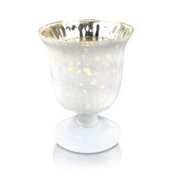 Vintage Mercury Glass Candle Holder (5-Inch, Emma Design, Fluted Urn, Pearl White) - Decorative Candle Holder - For Home Decor, Party Decorations, And Wedding Centerpieces -Lights Decor Shop DSC 0704 f4893aed 6caa 488a b1fc 0de7cd4c92c8
