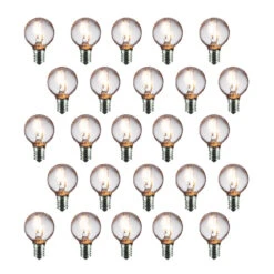 25-Pack LED Filament G40 Globe Shatterproof Light Bulb, Dimmable, 1W,E17 Intermediate Base