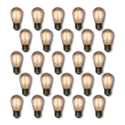 25-Pack Warm White LED Filament S14 Shatterproof Light Bulb, Dimmable, 2W,E26 Medium Base