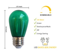 10-PACK Green LED Filament S14 Shatterproof Energy Saving Color Light Bulb, Dimmable, 2W,E26 Medium Base -Lights Decor Shop EYE26S14PSF2 GN 1 3dab257e 07f9 4b9b 8f97 f53bc858114f
