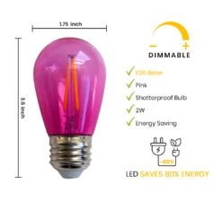 10-PACK Fuchsia / Hot Pink LED Filament S14 Shatterproof Energy Saving Color Light Bulb, Dimmable, 2W,E26 Medium Base -Lights Decor Shop EYE26S14PSF2 RP 2 34038dfe 7f3d 4a76 9b5a 923ab1ac5f79