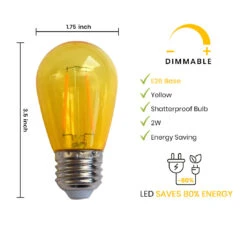 10-PACK Yellow LED Filament S14 Shatterproof Energy Saving Color Light Bulb, Dimmable, 2W,E26 Medium Base 9 10-PACK Yellow LED Filament S14 Shatterproof Energy Saving Color Light Bulb, Dimmable, 2W,E26 Medium Base -Lights Decor Shop EYE26S14PSF2 YE 1 c95b680f af7f 4fcc 87ca d6eb19d11b09