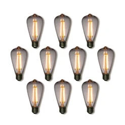 10-Pack LED Filament ST64 Shatterproof Light Bulb, Dimmable, 2W,E26 Medium Base