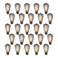 25-Pack LED Filament ST64 Shatterproof Light Bulb, Dimmable, 2W,E26 Medium Base