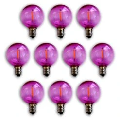 10-PACK Fuchsia / Hot Pink LED Filament G40 Globe Shatterproof Energy Saving Color Light Bulb, Dimmable, 1W,E12 Candelabra Base