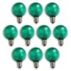 10-PACK Green LED Filament G40 Globe Shatterproof Energy Saving Color Light Bulb, Dimmable, 1W,E12 Candelabra Base