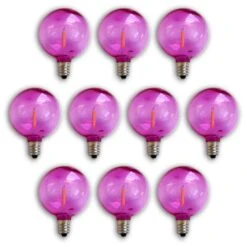 10-PACK Fuchsia / Hot Pink LED Filament G50 Globe Shatterproof Energy Saving Color Light Bulb, Dimmable, 1W,E12 Candelabra Base
