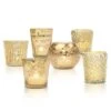 Best Of Show Vintage Mercury Glass Votive Tea Light Candle Holders - Gold (6 PACK, Assorted Designs)