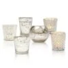 Best Of Show Vintage Mercury Glass Votive Tea Light Candle Holders - Silver (6 PACK, Assorted Designs)