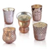 Bohemian Chic Rose Gold Mercury Glass Tea Light Votive Candle Holders (Set Of 5, Assorted Designs And Sizes) -Lights Decor Shop GS12 RoseGoldSet 9a0a3f2e e744 494c 9d2f 476b01a16d49