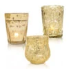 Glory Gold Mercury Glass Tea Light Votive Candle Holders (Set Of 3, Assorted Designs And Sizes) -Lights Decor Shop GS30GD