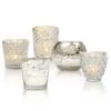 Vintage Love Silver Mercury Glass Tea Light Votive Candle Holders (5 PACK, Assorted Styles) -Lights Decor Shop GS34SV