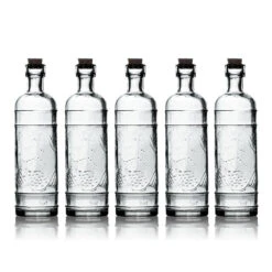 5 Pack - 6.5" Mabel Clear Vintage Glass Bottle With Cork - DIY Wedding Flower & Bud Vases