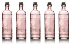 5 Pack - 6.5" Mabel Pink Vintage Glass Bottle With Cork - DIY Wedding Flower & Bud Vases