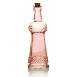 Vintage Glam Pink Vintage Glass Bottles Set - (6 Pack, Assorted Designs) -Lights Decor Shop GSBTL2 PK