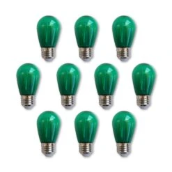 10-PACK Green LED Filament S14 Shatterproof Energy Saving Color Light Bulb, Dimmable, 2W,E26 Medium Base