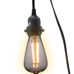CORD + Shatterproof Bulb | Black Pendant Light Lamp Cord Combo Kit, Switch, ST64 Warm White Bulb