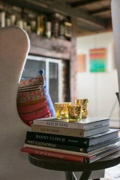 Vintage Mercury Glass Candle Holders (2.5-Inch, Lila Design, Liquid Motif, Gold) - For Use With Tea Lights - For Parties, Weddings And Homes -Lights Decor Shop LB HYGGE 2017 0028 316a7143 86db 432a a2db d16b2d7015a8