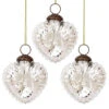 3-PACK | 3" Silver Viola Mercury Glass Heart Ornament Christmas Tree Decoration -Lights Decor Shop OR163SV 3