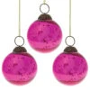 3-PACK | 2.5" Fuchsia Ava Mercury Glass Ball Ornament Christmas Holiday Decoration -Lights Decor Shop OR213FU 3