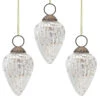 3-PACK | 3" Silver Laura Mercury Glass Lined Pine Cone Ornament Christmas Decoration