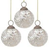 3-PACK | 2.5" Silver Nola Mercury Glass Waved Ball Ornament Christmas Decoration -Lights Decor Shop OR94SV 3