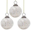 3-PACK | 3" Silver Mona Mercury Glass Lined Ball Ornament Christmas Decoration