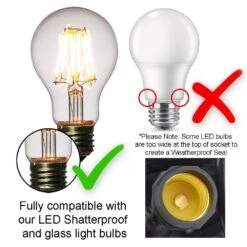 BLOWOUT (Cord Only) 24 Socket SJTW Outdoor Commercial DIY String Light 54 FT White Cord W/ E26 Medium Base, Weatherproof, 14 AWG -Lights Decor Shop OUT led bulb issue d8e8c6ff a83f 4264 a5f3 aa90f07a0b5d