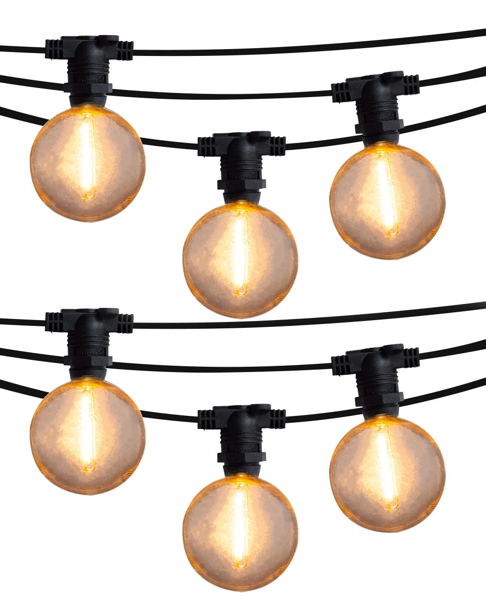 50 Socket Outdoor Commercial String Light Set, Shatterproof LED Bulbs, 54 FT Black Cord W/ E12 C7 Base, Weatherproof 3 50 Socket Outdoor Commercial String Light Set, Shatterproof LED Bulbs, 54 FT Black Cord W/ E12 C7 Base, Weatherproof